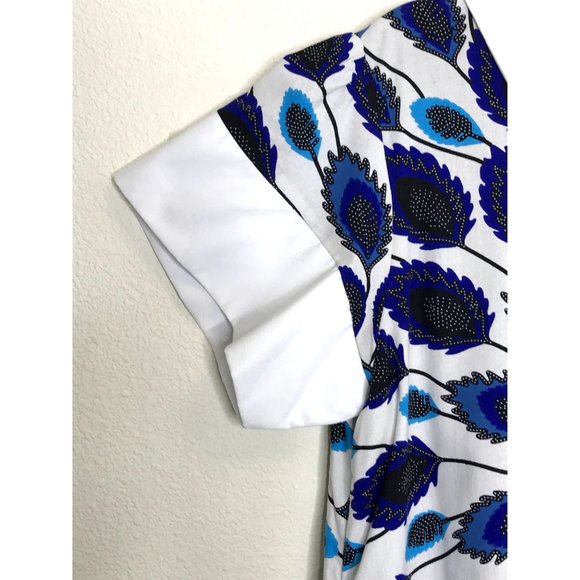 Chic Blue and White Patterned Mini Dress - Picture 7 of 12